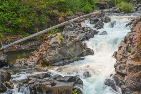 Waterfalls of the Rogue River in Crater Lake National Park. In the wilderness of  Jackson County,...