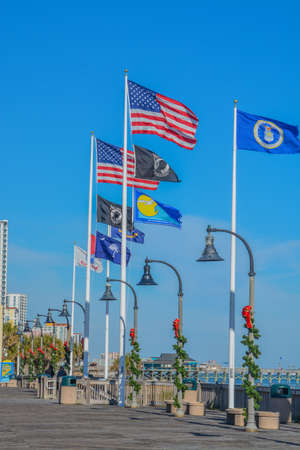 The Boardwalk of Myrtle Beach on the Atlantic Ocean in South Carolinaの写真素材