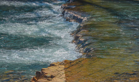 Beautiful waterfall on the Cucumber Creek in Ouachita National Forest, Broken Bow, McCurtain County,...