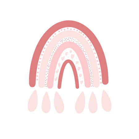 Hand drawn pink rainbow cute illustration. Vector drawing design for wall art, fashion, fabrics, textile graphics, prints.のイラスト素材