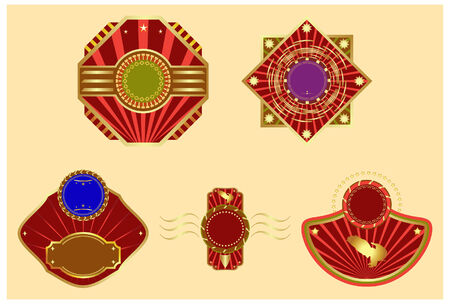 set of design elements: gold-framed labels .のイラスト素材