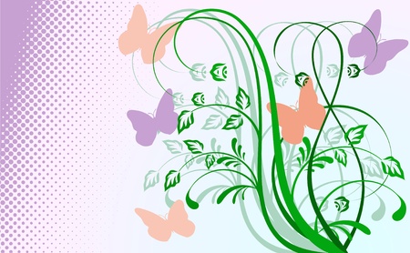 Abstract floral background with butterfliesのイラスト素材