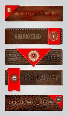 Set of leather premium quality labels and emblems のイラスト素材