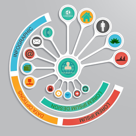 Vector template infographic design on the grey background.のイラスト素材