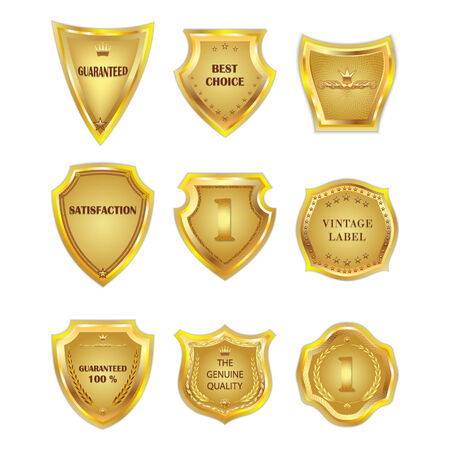 Set of vector golden vintagel design elements on white background.のイラスト素材