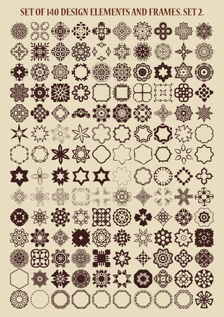 Set of 140 vector design elements and frames. Set 2.のイラスト素材