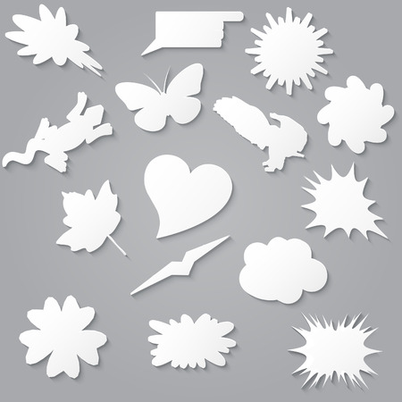 Blank empty white speech bubbles paper collection set with various shapes. Vector illustrayion.のイラスト素材