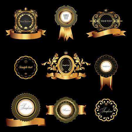 Set of vintage gold-framed labels.のイラスト素材