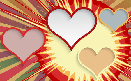 Abstract explosion background with hearts. Vector illustration.のイラスト素材