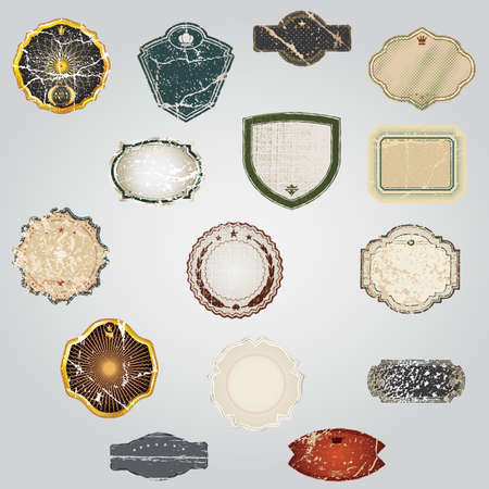 Vintage Vector Labels Collection - set design elements with grunge vintage style .のイラスト素材