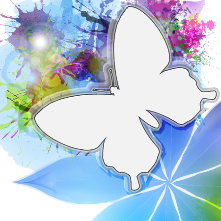Abstract background in grunge style with white butterfly silhouette. Vector illustration.のイラスト素材