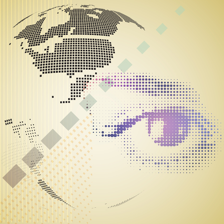 Digital composite of halftone human eye and abstract technology background. Vector illustration.のイラスト素材
