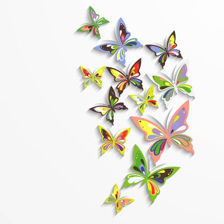 Colorful butterflies in the wave form designのイラスト素材