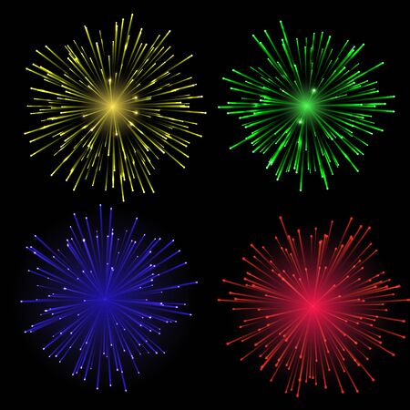Bright abstract festive fireworks set.のイラスト素材
