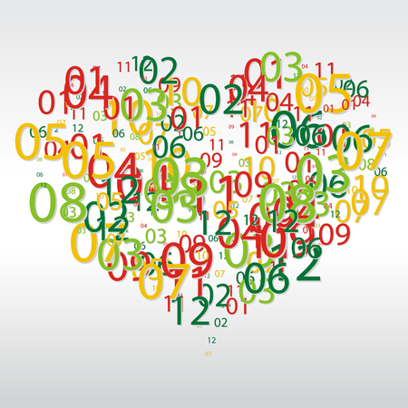 Abstract background with the numbers in the shape of heart.のイラスト素材