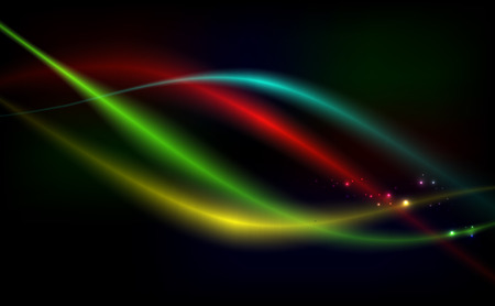 Bright vector background abstraction with coloured lines on dark background.のイラスト素材