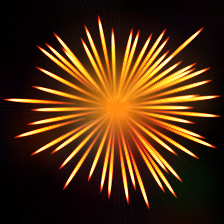 Abstract fiery fireworks explosion. Firework bursting background. Symbol festive, vector illustration.のイラスト素材