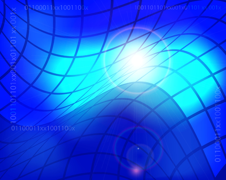 Abstract technology background with blue glowing squares. Concept technical design. Vector illustration.のイラスト素材