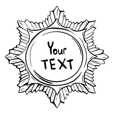 Outline vector drawing of award medal with your textのイラスト素材