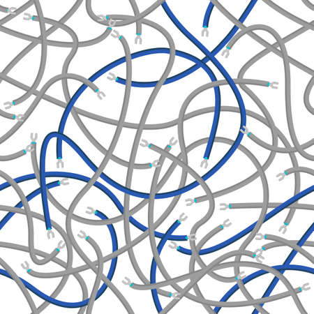 seamless vector pattern of tangle electic blue and grey wires