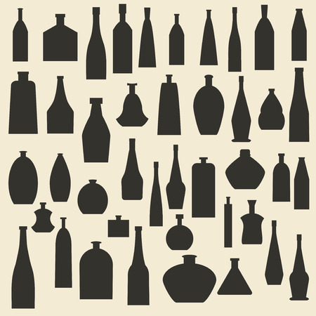Different bottle types silhouette icons set. のイラスト素材