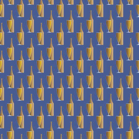 Bottle and glass filled with drink seamless texture. Editable and design suitable vector illustration.のイラスト素材