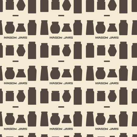 Mason jars  silhouette icons set seamless texture. Design suitable and editable vector illustration.のイラスト素材