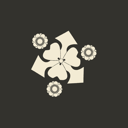 Logo template in oriental style. Ethnic religious  design logotype for business. Japanese, chinese and other eastern ornament. Asian traditional symbol.のイラスト素材