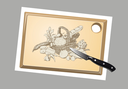 Kitchen board for cutting of productsのイラスト素材
