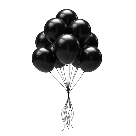 Black balloons isolated on white background. 3d illustrationの写真素材