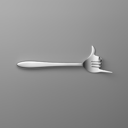 Fork hand finger gesture for shelter isolated on black background. 3d illustrationの写真素材