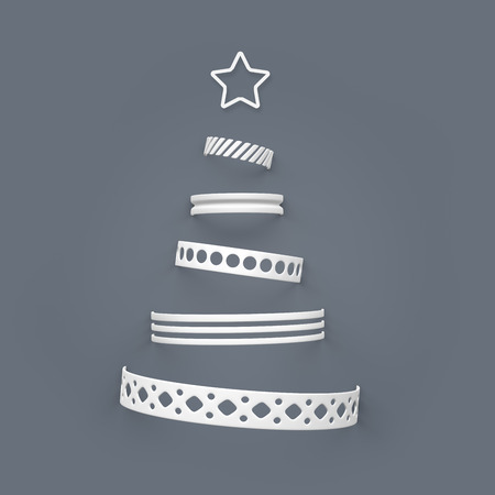 Christmass tree on grey background. 3d illustrationの写真素材