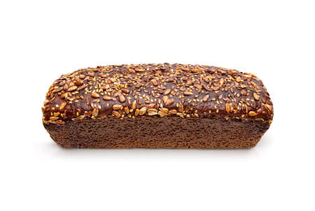 Rye baked bread isolated on white background.