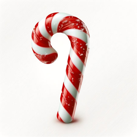Christmas candy cane isolated on white backgroundの写真素材