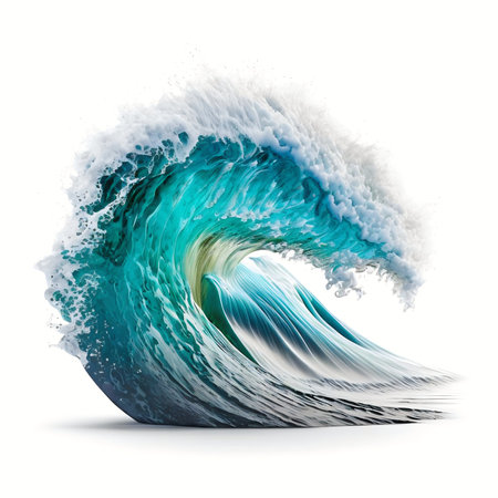 Water sea ocean wave isolated on white backgroundの写真素材