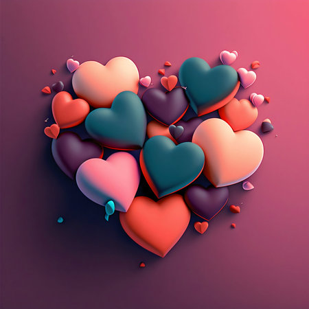 Valentine day hearts on solid background