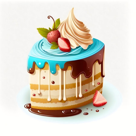 Sweet birthday cake isolated on white backgroundの写真素材