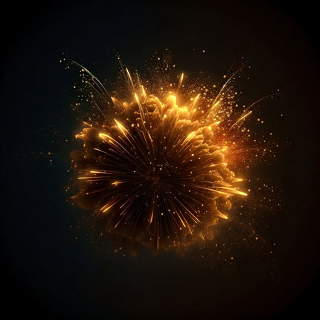 Fireworks gold isolated on black background