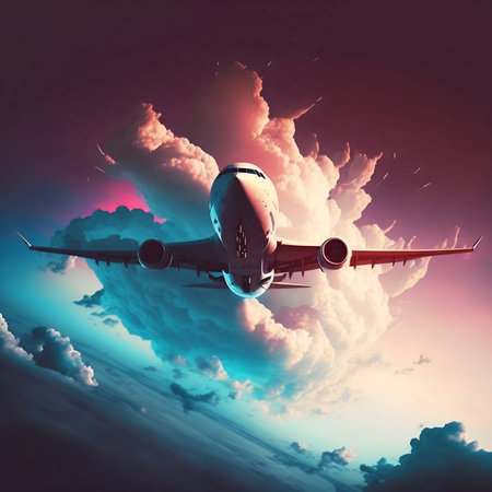 Airplane in the sky. Generative AIの写真素材