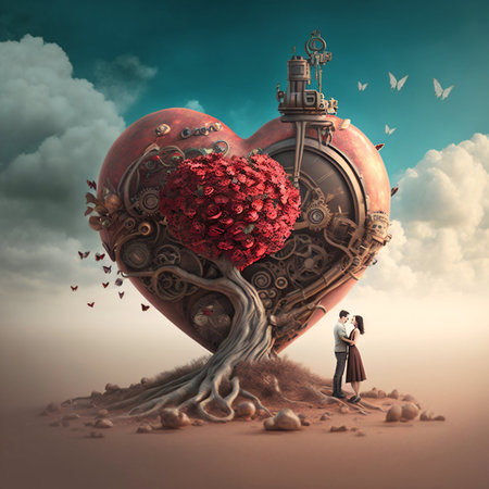 Valentines day sweet heart. Lovers. Generative AIの写真素材