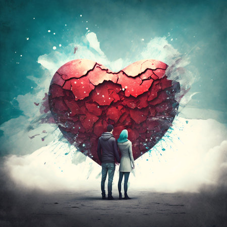 Valentines day sweet heart. Lovers. Generative AI