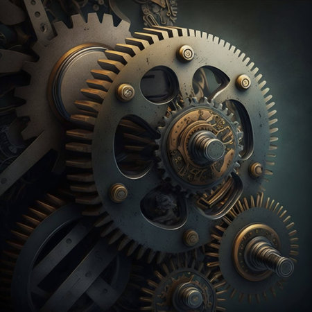 Mechanical gear mechanics. Generative AI. high quality illustrationの写真素材