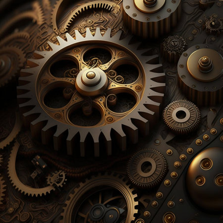 Mechanical gear mechanics. Generative AI. high quality illustrationの写真素材