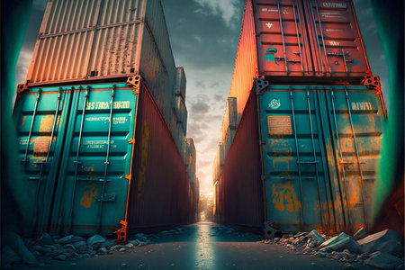 Cargo shipping containers. Generative AI. high quality illustration
