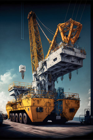 deck crane. Cargo ship crane. Generative AI. high quality illustrationの写真素材