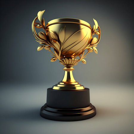 Gold winner trophy. Generative AI. high quality illustrationの写真素材