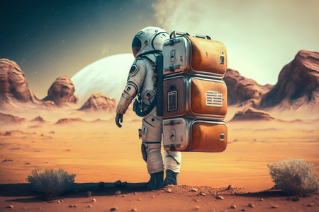 Astronaut Tourist Colonizer on other Planet. Generative AI. high quality illustrationの写真素材