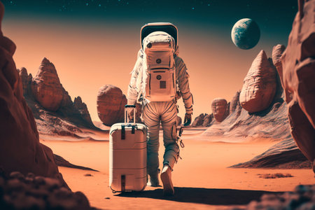 Astronaut Tourist Colonizer on other Planet. Generative AI. high quality illustrationの写真素材