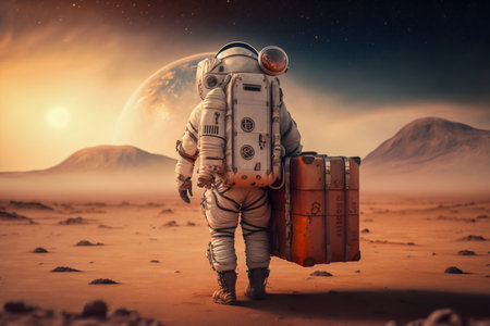Astronaut Tourist Colonizer on other Planet. Generative AI. high quality illustrationの写真素材