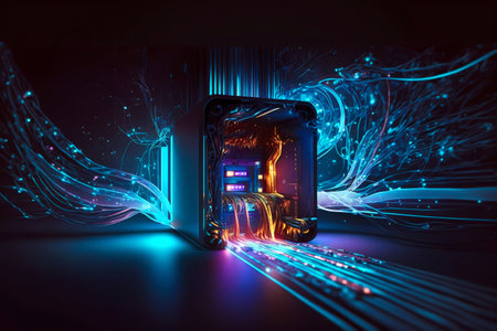Cyber Space Connection Technology Computer Background with Chipset Central Processor. Generative AI....